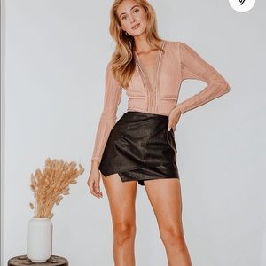 Casita Beige Sheer Lace Long Sleeve Bodysuit // Lulus